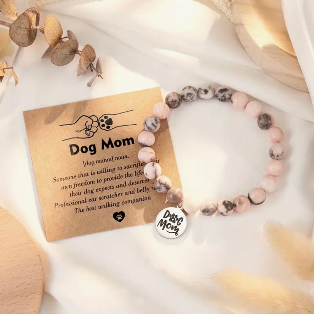# 80. Dog Mom Pink and Gray Bracelet